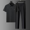 2025 Men's Summer Ice Silk Short-Sleeve Suit - Breathable, Elastic, High-End Style for Middle-Aged Dads