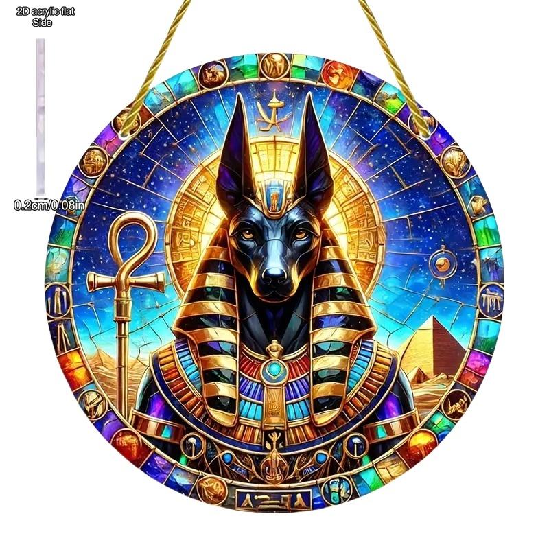 Egyptian Goddess and Pharaoh Acrylic Sun Catcher, Ancient Egyptian Mythological Theme, novelty home decor, Perfect Durable for Bedroom
