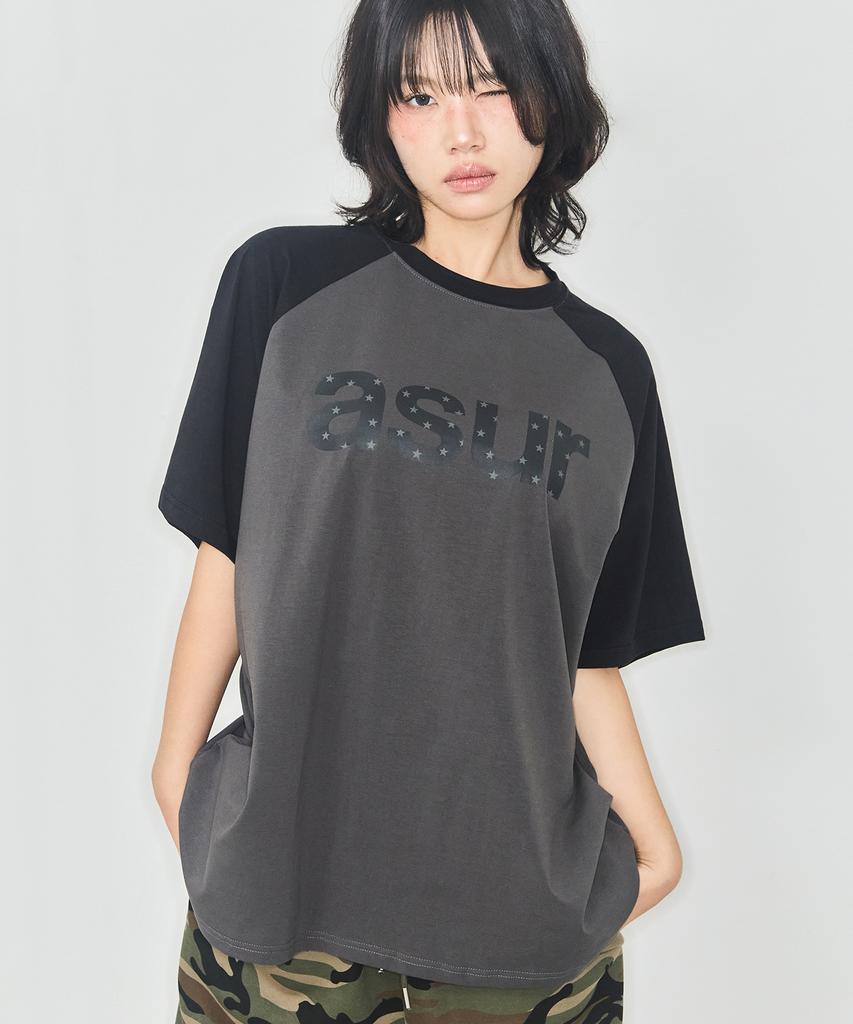 Aejeuyua Logo Raglan T-Shirt Charcoal