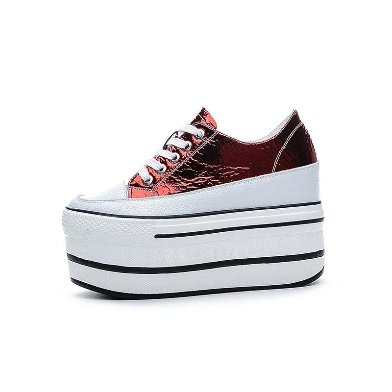 

Модные 10 см Натуральная Коровья Швейная Натуральная Кожа Платформа Клиновидные Кроссовки Массивные Удобные Осень Весна Женские Вулканизированные Женские Туфли 37