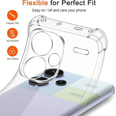 Coque Transparente en TPU Pour Redmi Note 15 14 13 Pro Plus Housse de Protection Quatre Coins Pare-chocs Anti-choc Coque Fundas