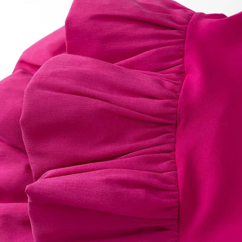 Rose Red Strapless Slim-Fit Dress for Women - 2025 European/American Autumn Style