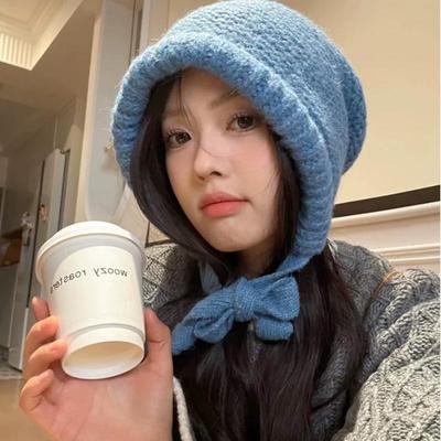 Winter Warm Balaclava Hats Drawstring For Women Men Knitted Hooded Caps Outdoor Hats Scarf Integrated Neck Collar Beanies Cap