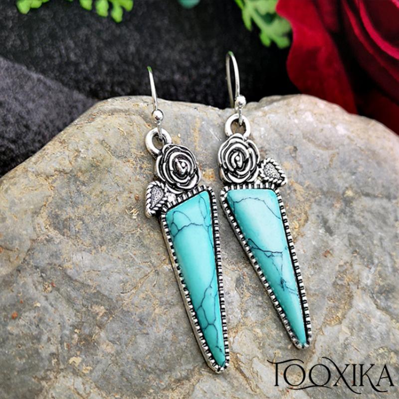 

Винтажные тайские серебряные серьги Tooxika Rose, креативные бирюзовые серьги с каплями воды