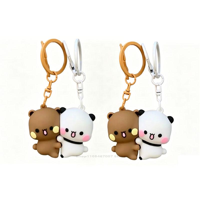 -/Cartoon Panda Bubu Dudu Magnetic Keychain Cute Backpack Pendant with Toy Figures Couple Accessories Ideal Fantasy Themed Gift