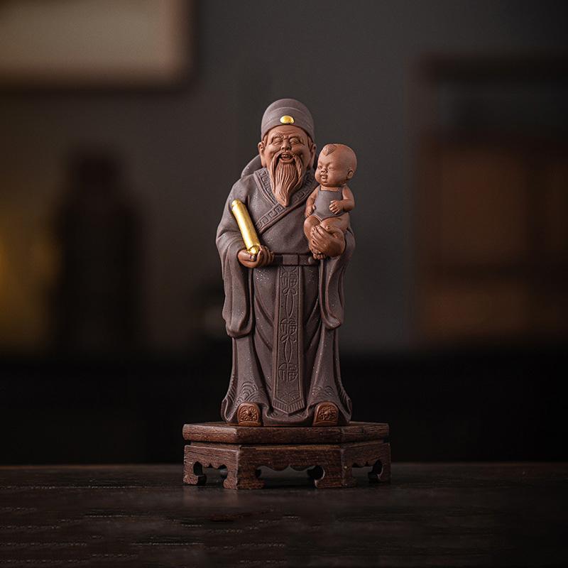 Ceramics Fulu Longevity Star sculptures and figurines Chinese mythological figures  Home Room Office Wealth Luck Feng Shui Decor