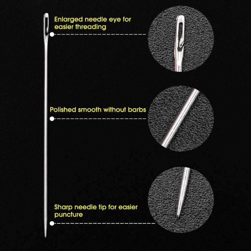 60/12Pcs Blind Needles Sewing Stainless Steel Elderly Needle Side Holes No Need for Threading Manual Household Diy Jewelry