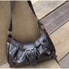 Vintage Distressed Motorcycle Handbag Women‘s Y2k Punk Style Zipper Shoulder Bag Pu Leather Fashi Commute Underarm Zipper Bag