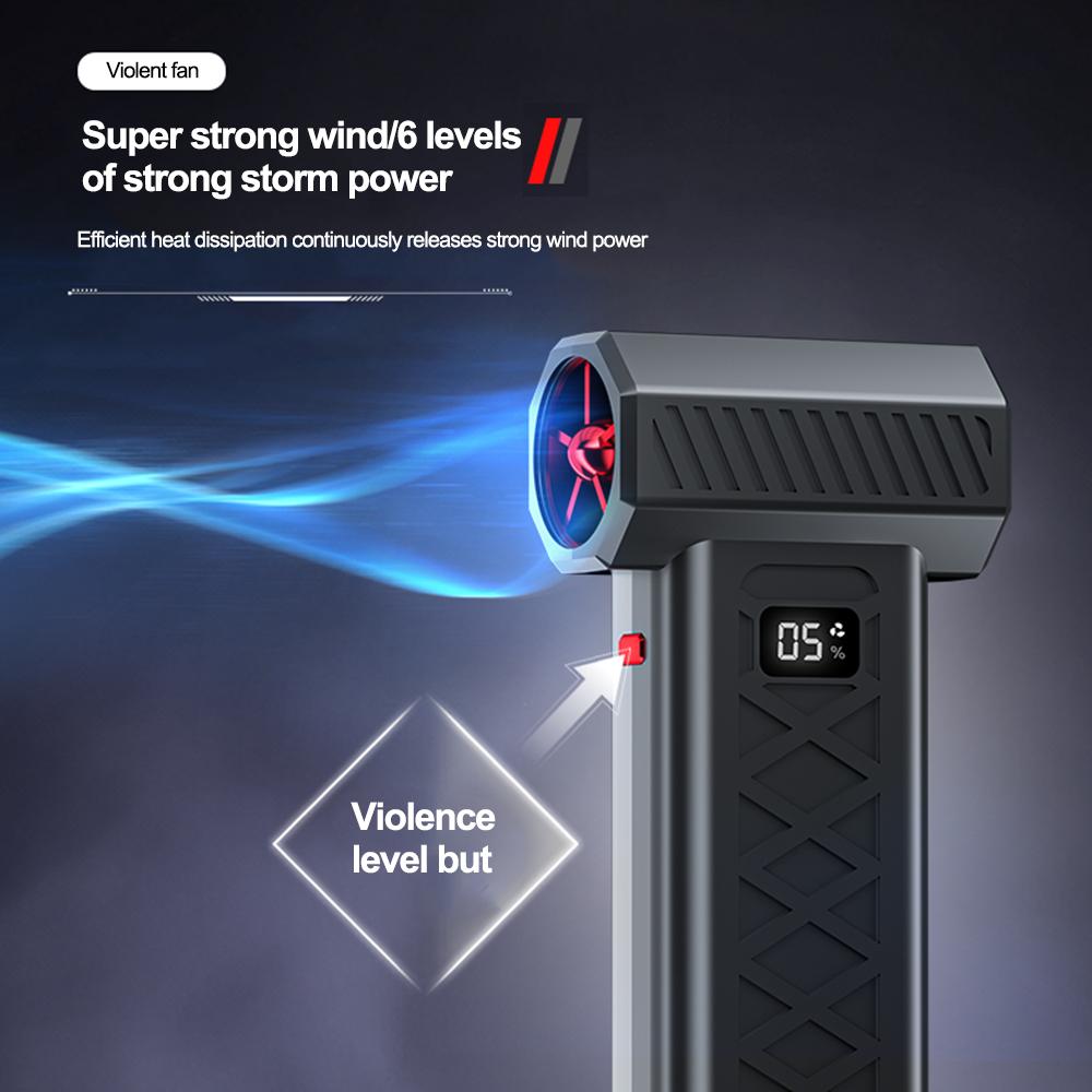 Violent Fan 400000RPM Powerful Air Blower Turbo Fan with LED Display& Lighting Dust Cleaner 6 Speeds Brushless Turbo Jet Blower