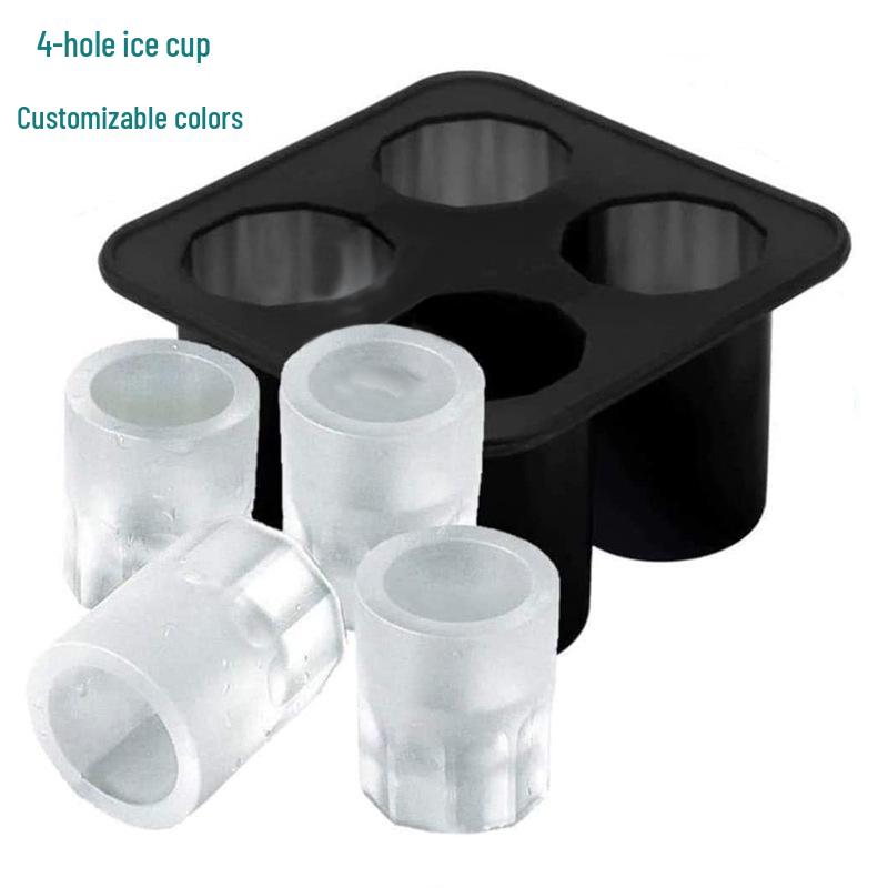 Silicone 4-Hole Ice Cube Tray for Whiskey and Summer Drinks