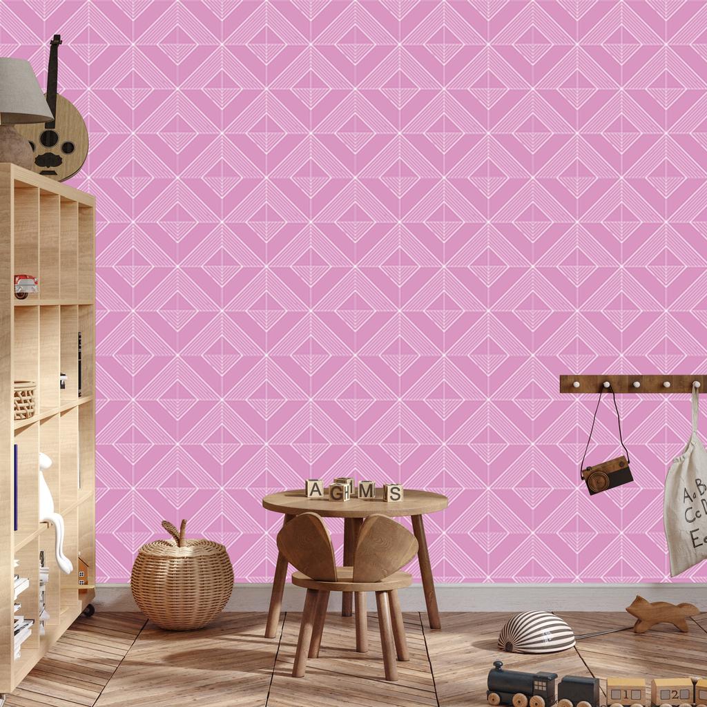Geometric diamonds wallpaper, powder pink, subtle detail, 50x1000