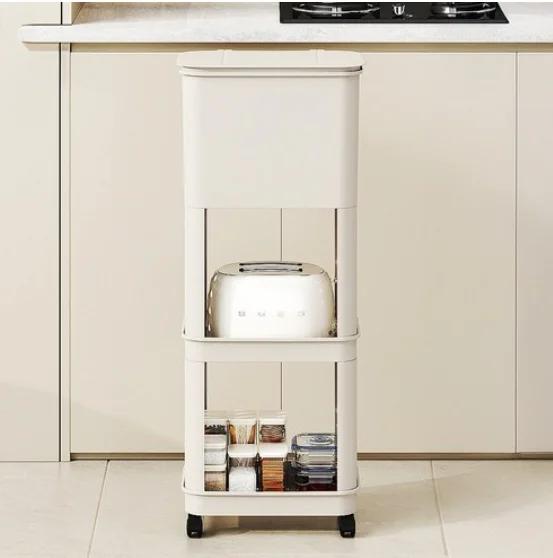 

Белый лаконичный дизайн Долговечный пластиковый контейнер для отходов с ножками-колесиками Идеальная бытовая чистота Различные внутренние пространства белый