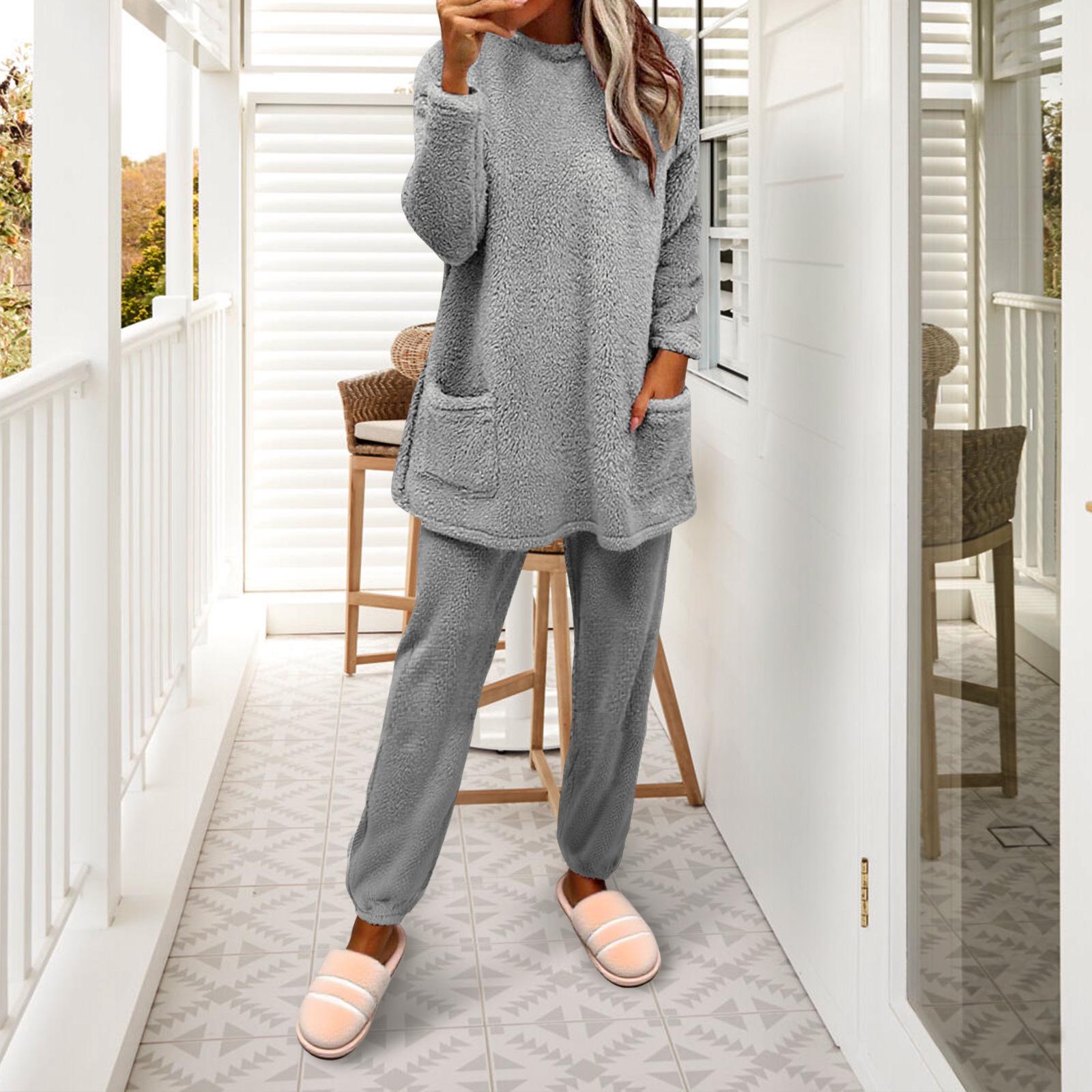 

2025 Women s Double-Sided Fleece Coat and Pajama Set - European & American Style, Autumn/Winter Collection. XL