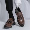 Fashion Classic Brand Elegant Brown Men's Leather Casual Shoes Crocodile Pattern High-quality Business Formal Shoes Versatile Loafers