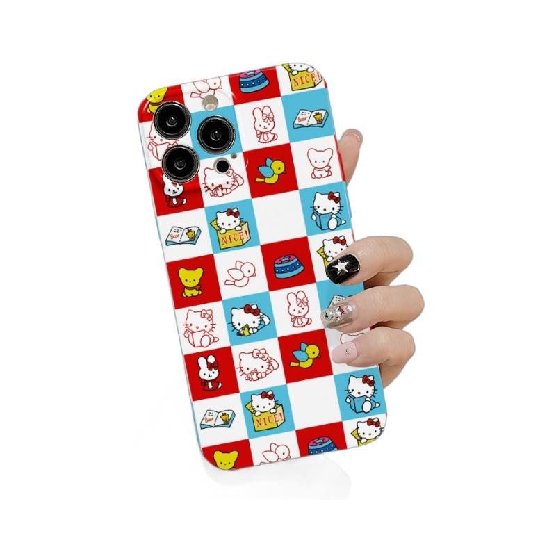 ins creative plaid hellokitty for iphone11promax mobile phone case 11 Hello Kitty new 11