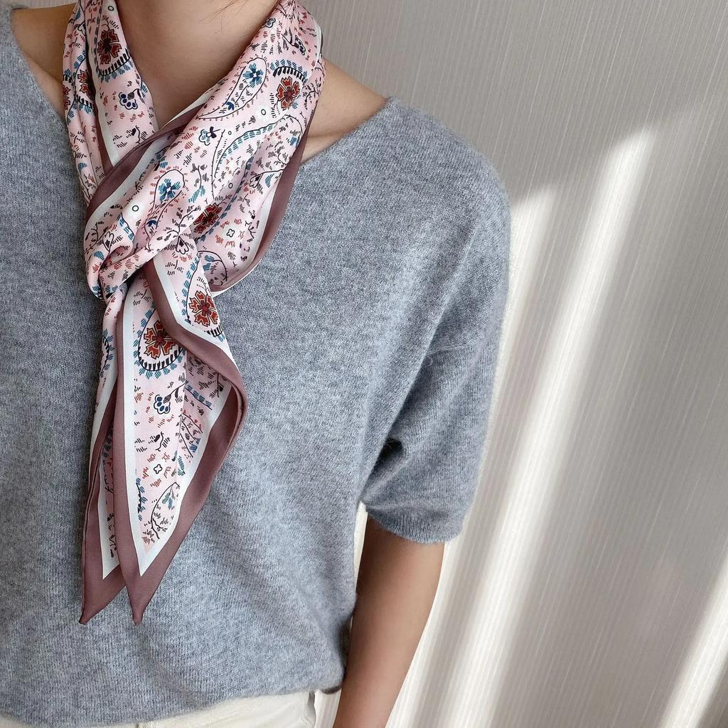 Fashion Neckerchief Skinny Hair Bands Women Silk Scarfs Long Headbands Bag Scarves 14x145cm Print Hairband Neck Scarf For Ladies