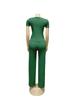 TW730 Summer Fashion Solid Color Square Neck Top & High Waist Wide Leg Pants Set