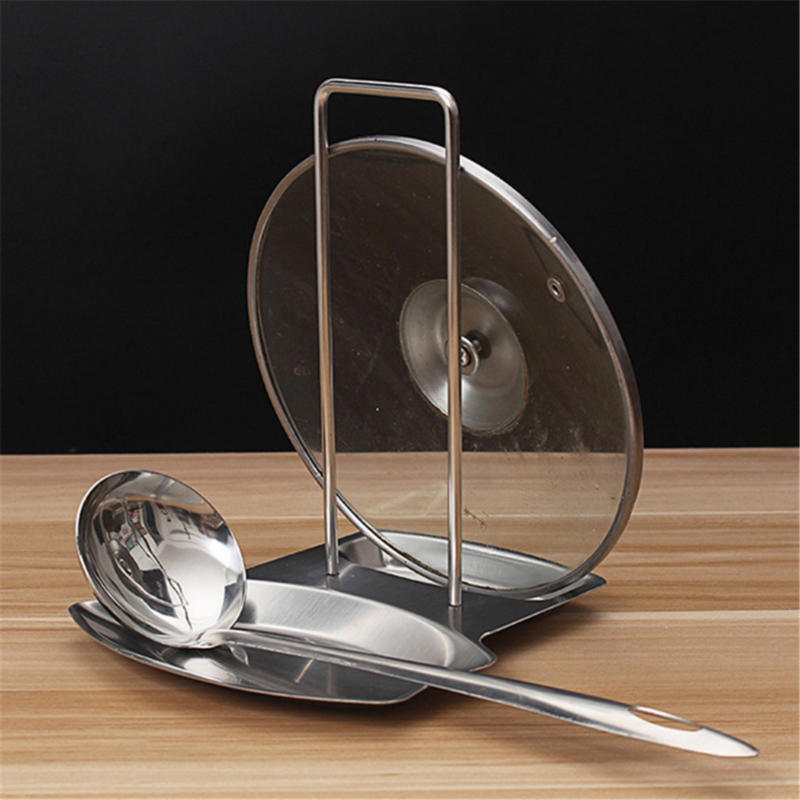 1 pièce Accessoires de cuisine Étagère pour couvercle de casserole en acier inoxydable Organisateur de cuisine Support pour couvercle de poêle Support Éponge Porte-cuillère Égouttoir