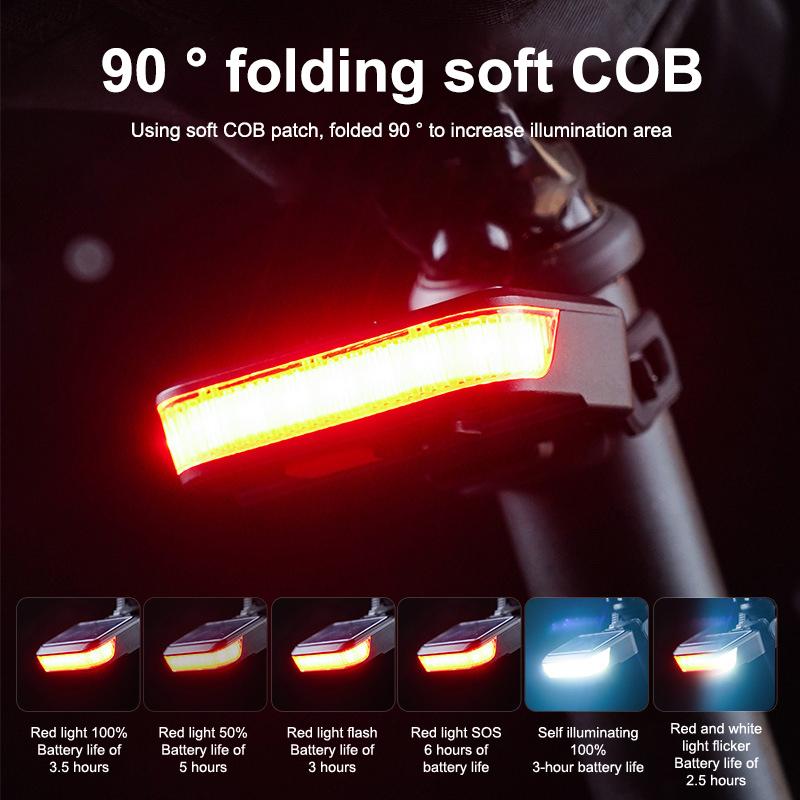 Bicycle Taillights High Brightness Cob Waterproof Mountain Road Bike Solar Outdoor Safety Warning Lights Riding Equipment