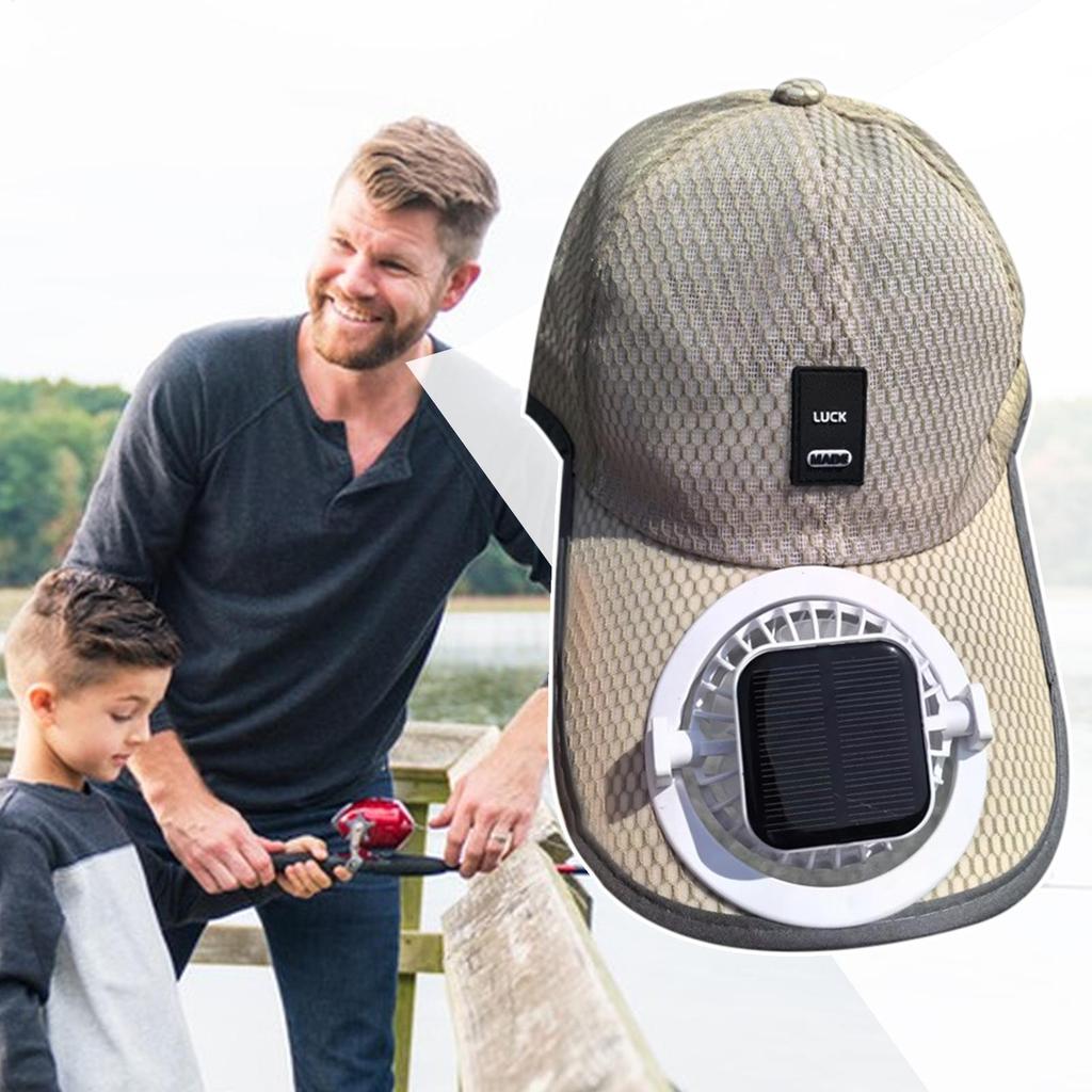 Solar Powered Charge Fan Baseball Cap Adults Summer Outdoor Camping Fishing Sun Shading Duck Tongue Mesh Cap Father'S Day Gifts