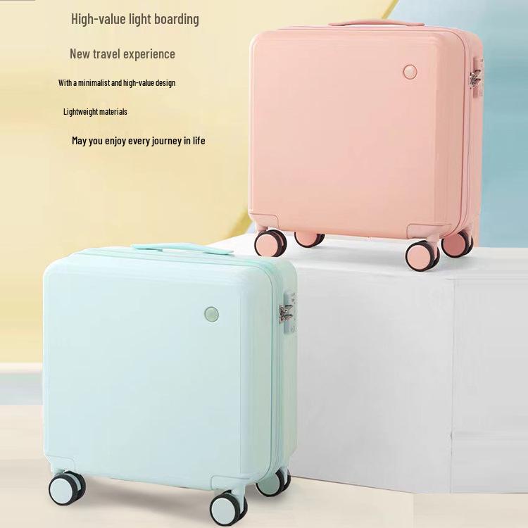 18-Inch Lightweight Leather Cabin Suitcase with Universal Wheels for Travel