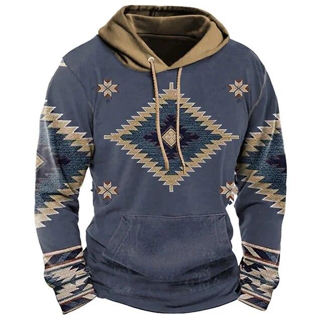 Indian Cowboy Autumn Winter Retro Men Hoodies Vintage Pullover Fashion Oversized Sweatshirt Long Sleeve Casual Tops Clothing