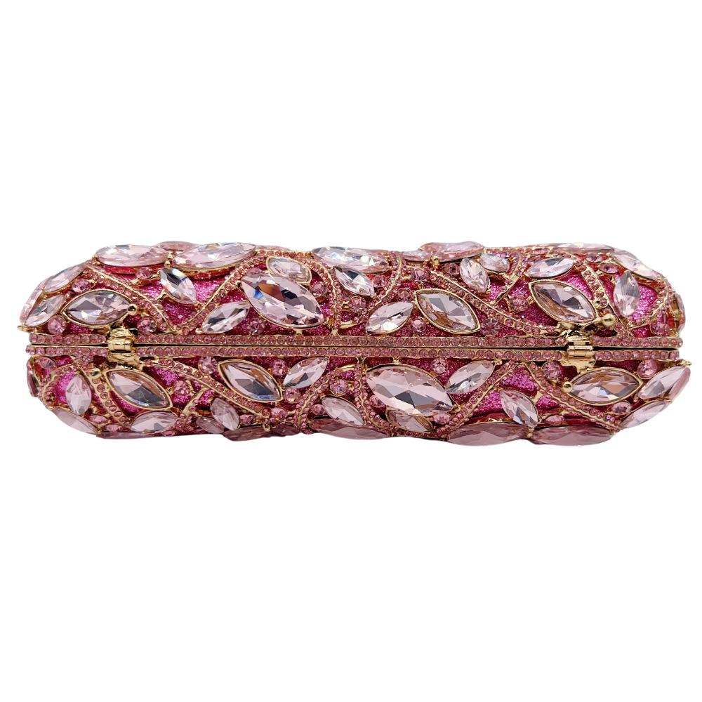 WHTUOHENG Pink Stone Crystals Evening Clutch Bags Rhinestone Handbags New Wedding Party Diamond Clutch Bridal Diamond Purses