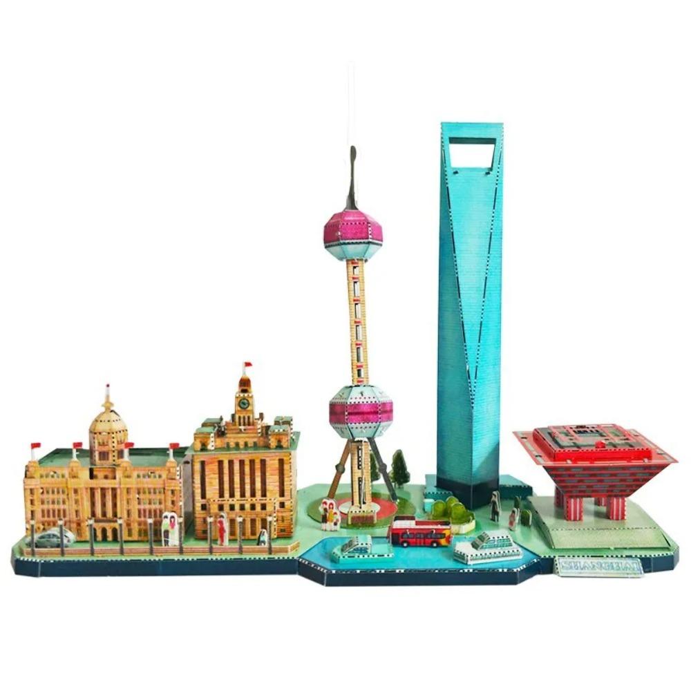 World Style City Skyline Architecture Street View 3D Metal Puzzle Paris Venice San Francisco Shanghai DIY Assembled Model Kits