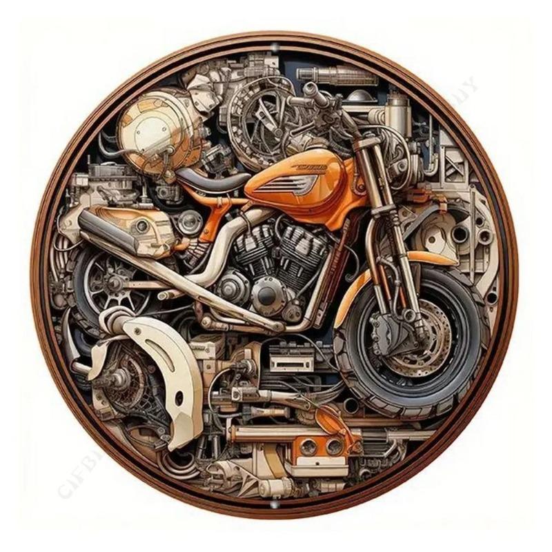 Motorcycle 2D Flat Design Round Sign, 20x20cm Wall Decor