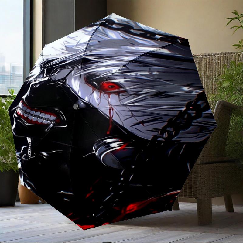 Tokyo Anime Artwork Umbrella Folding Umbrella, Automatic Umbrella 8-Frame for Travel, Camping Use Gift for Halloween Christmas