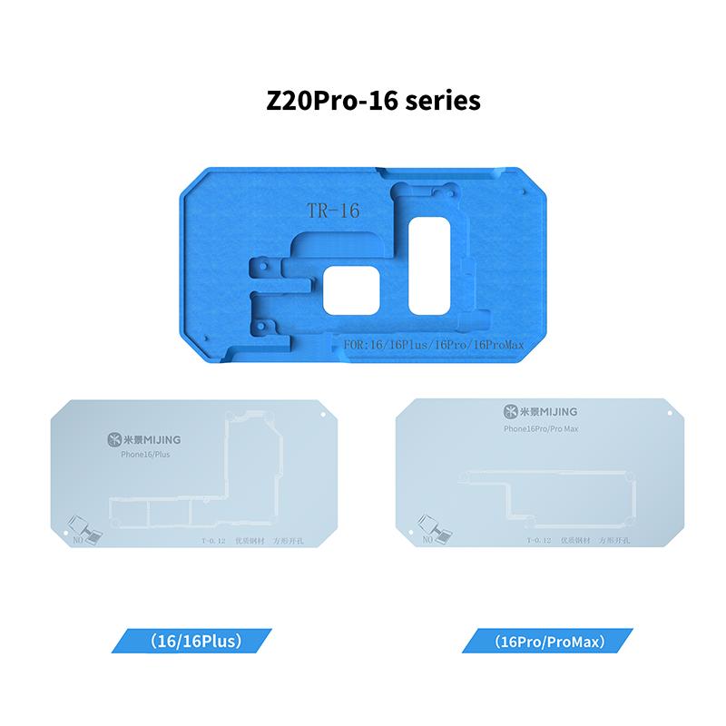 MJ Z20Pro Mid-Layer Planting Tin Template For iPhone X XS 11 12 13 14 15 Pro Max Mini Motherboard BGA Reballing Stencil Platform