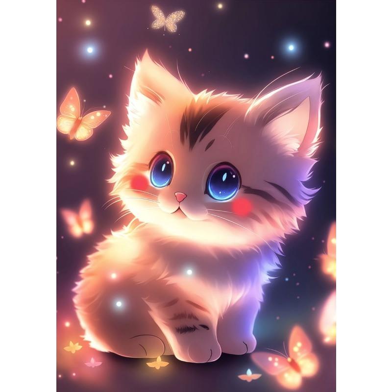 

Прекрасный светящийся котенок холст постер милый кот настенное искусство картина для гостиной спальни игровой комнаты клуба бара современный домашний декор подарок 21cm×30cm NoFrame