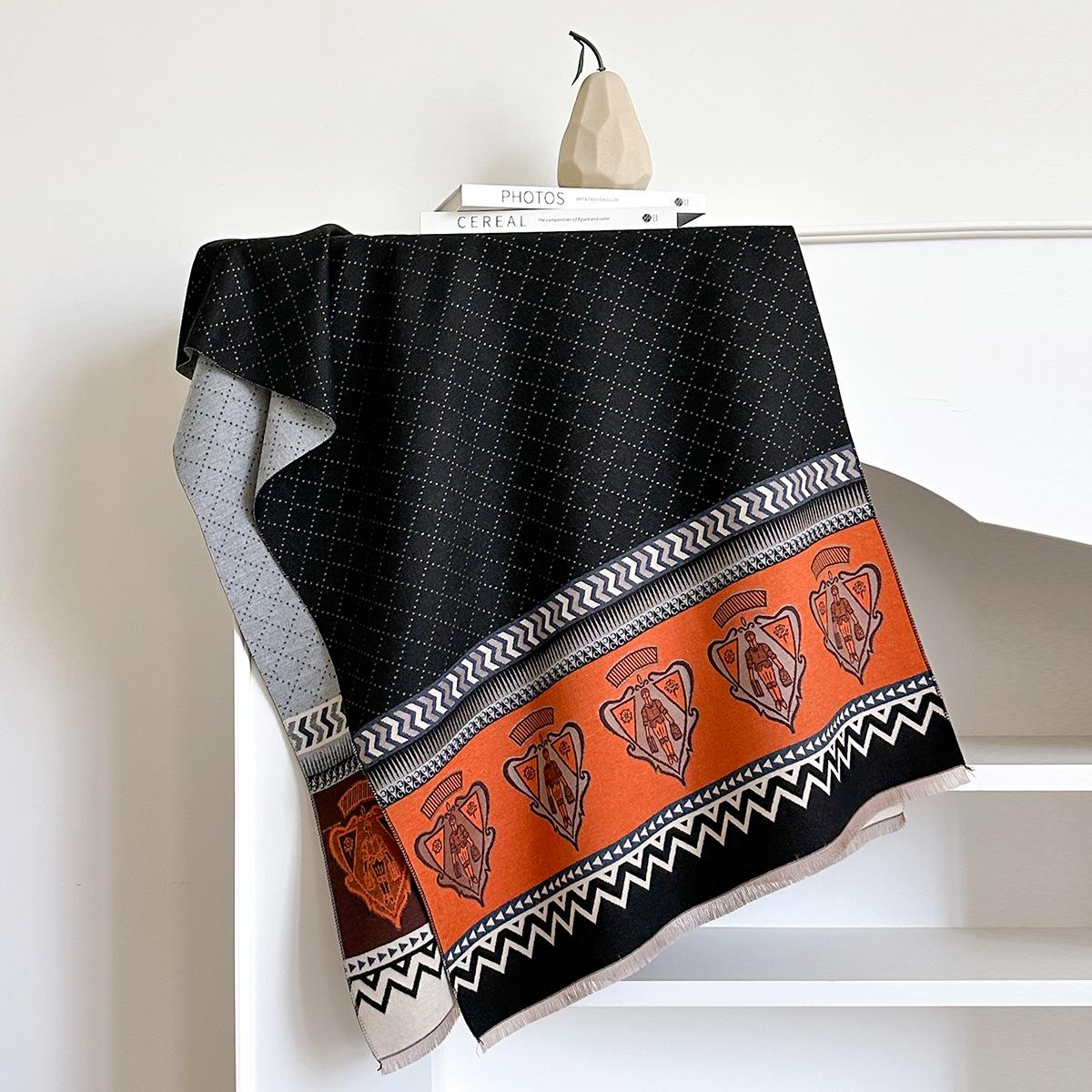 

Осенне-зимняя шаль женский шарф накидка большая шаль зимний теплый шарф шаль из имитации кашемира 185*65cm чёрный