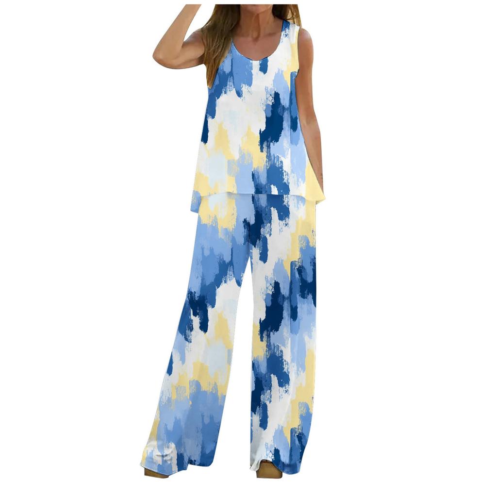 3D-Digitaldruck-Trend Frühling und Sommer neues lässiges ärmelloses Westen-Hosen-Set für Damen