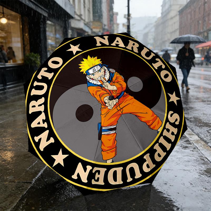 Naruto Power 8 Ribs 3Fold Black Glue Uv Protection Umbrella Sun Protection Rainproof Compact Folding Umbrella For Travel Daily Use C923266