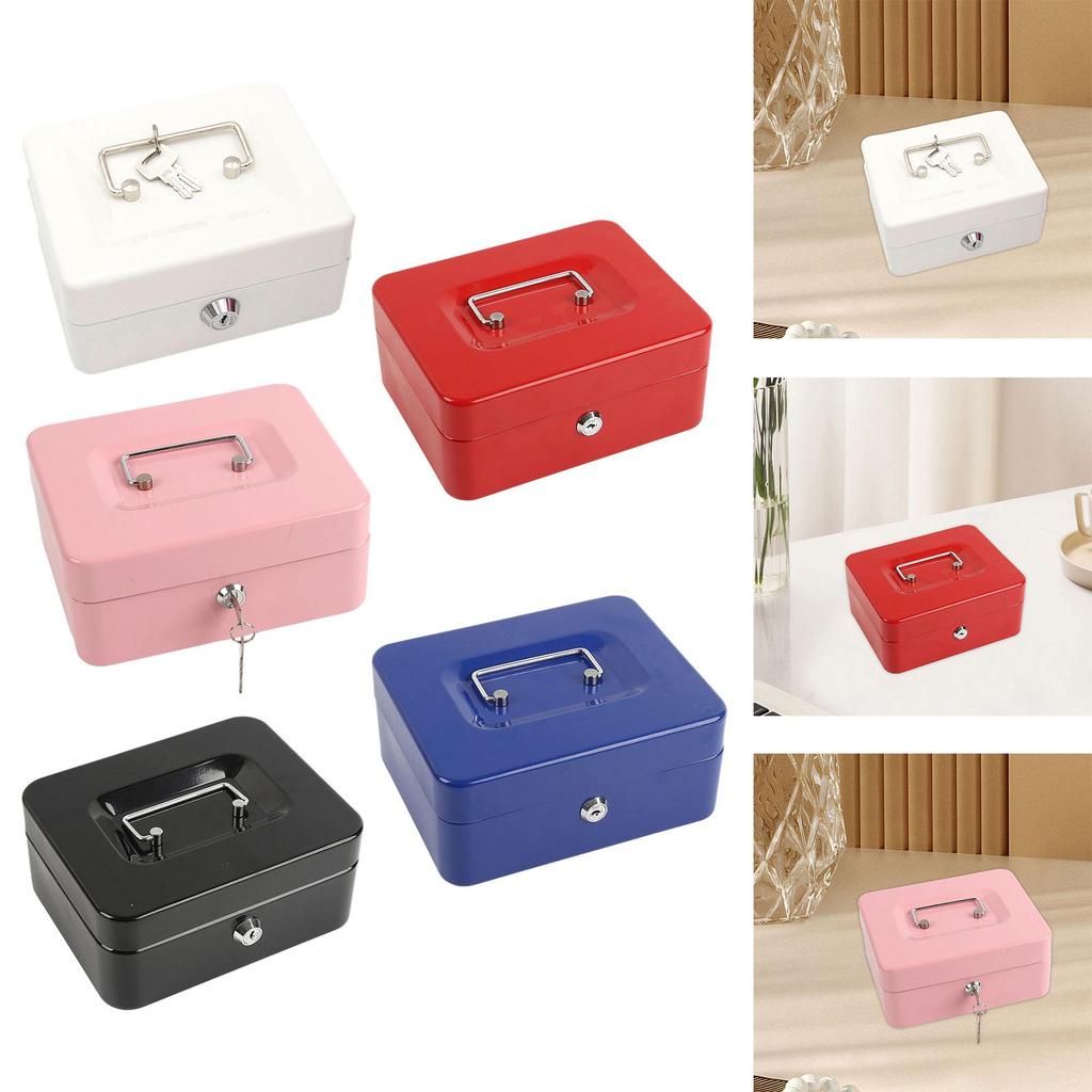 Metal Cash Box with Lock Case Container with Keys for Kids Girls Boys Prizes