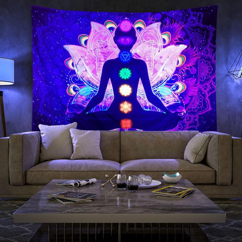 UV Fluorescent Tapestry Print Wall Hanging Art Home Decor