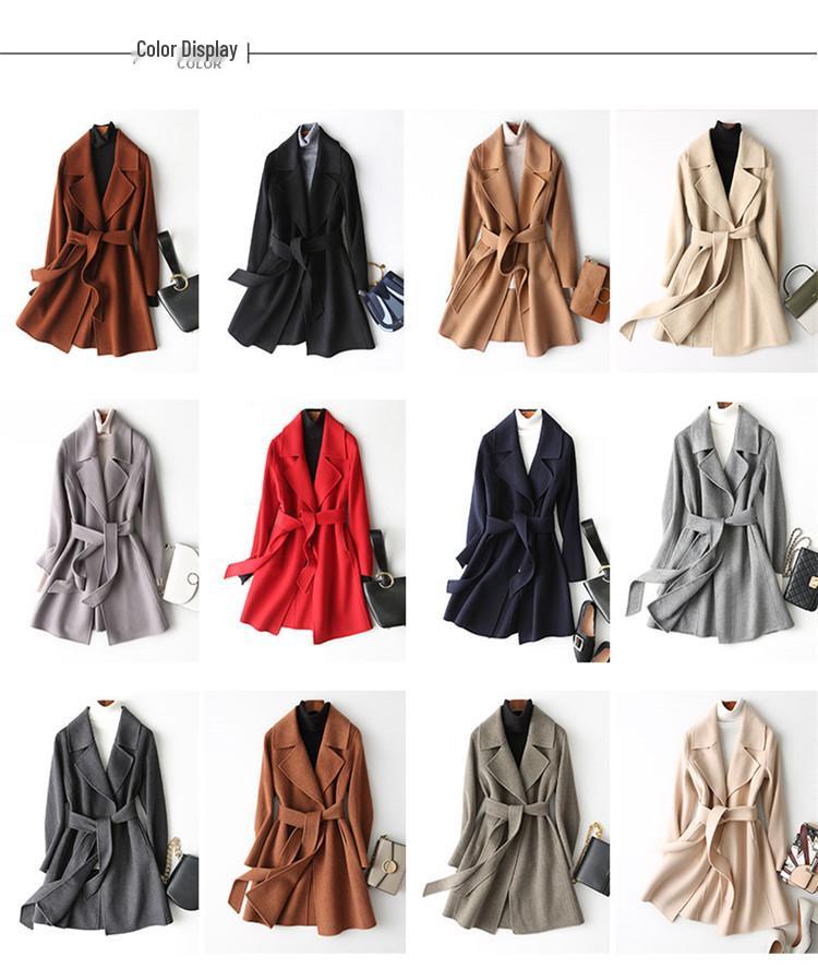 Women's 2024 Double-Sided Cashmere Mid-Length Wool Coat - High-End, Small Size.