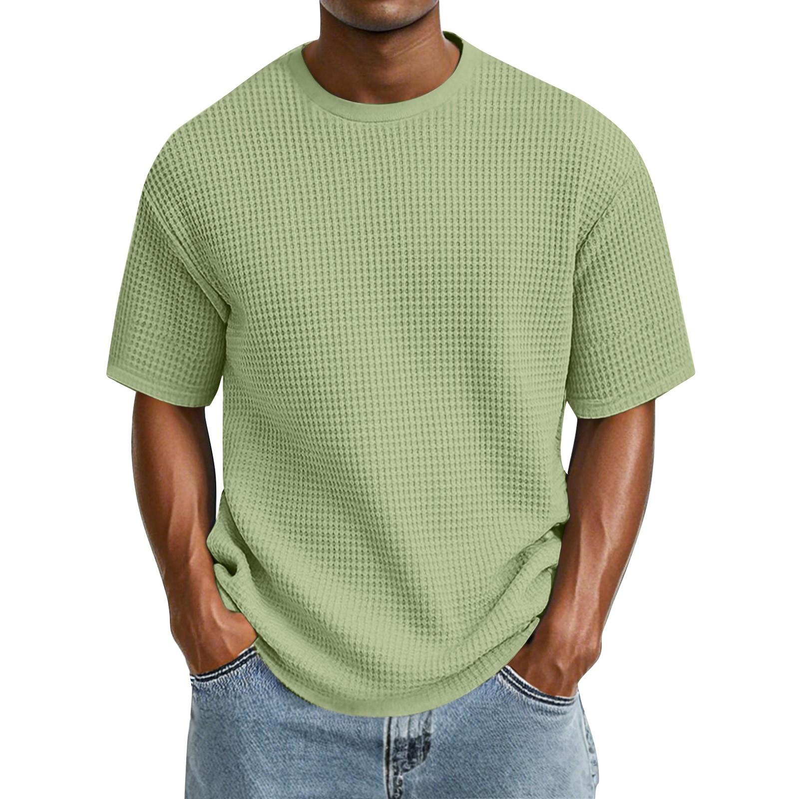 

Men s Color Fashion Casual Round Neck Short Sleeve T-shirt Top L зелений
