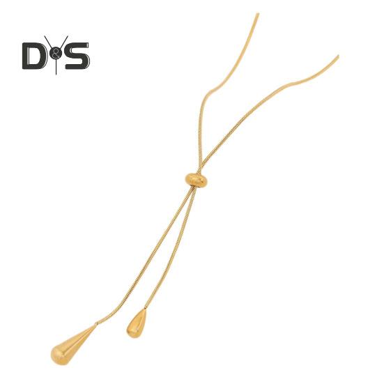Water Drop Jewelry Adjustable Y Shape Slider Chain Necklace Golden Hoop Earrings for Weddings Parties