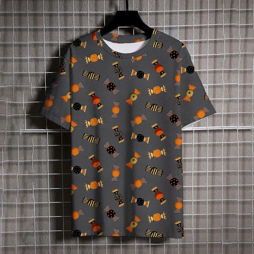 Halloween Kürbiskopf Druck Herrenbekleidung Freizeit Übergroßes T-Shirt Herren Vielseitig Trendig und Bequem y2k Oberteile T-Shirt