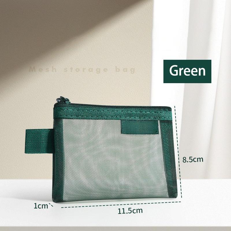 1PC Portable Mini Zipper Mesh Storage Bag New Coin Purse Small Square Mesh Coin Purse Travel Storage Carry Pouch with Zippered