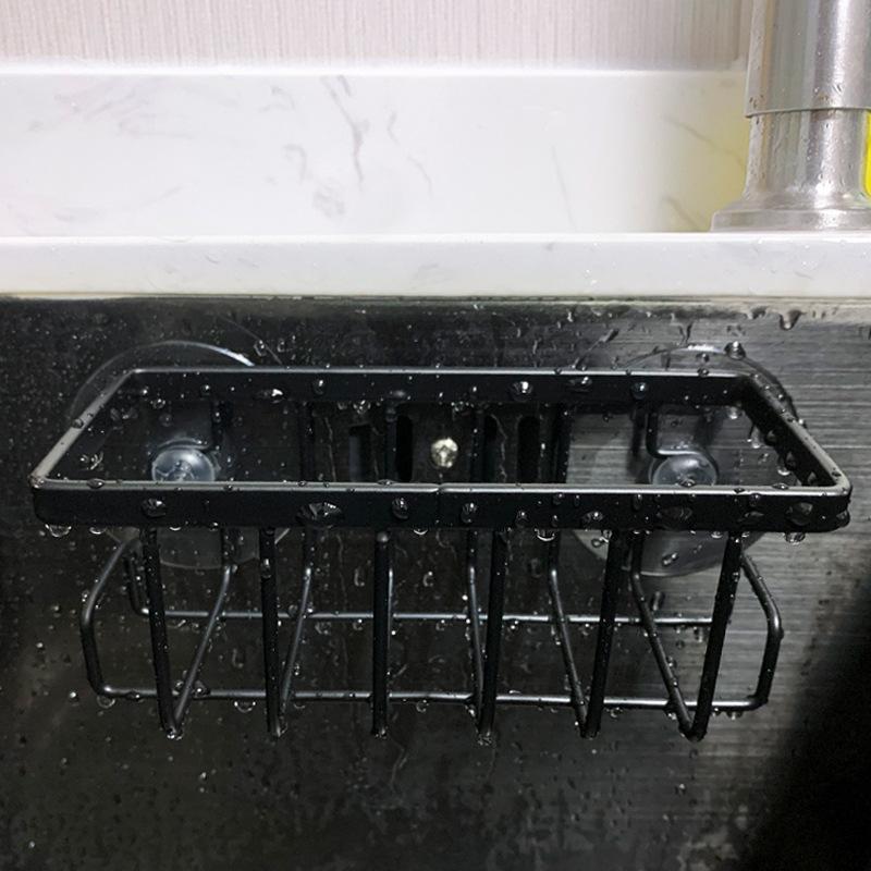 Suction Cup Sponge Holder Wall Mount Kitchen Sink Stainless Steel Drain Rack Storage Basket Organizer Water Drying Dish Rack