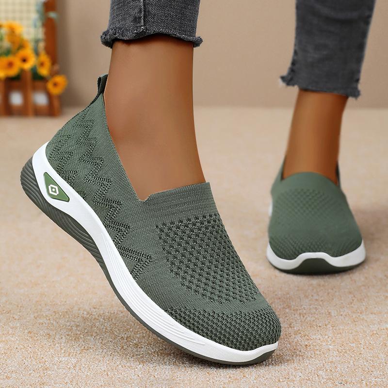 Atmungsaktive Slip-On-Sneakers aus Mesh für Damen, leichte und bequeme Wanderschuhe