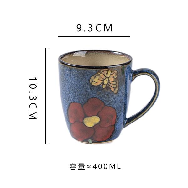 Classical Hand Painted Ceramic Coffee Tea Mug Microwavable Dishwasher-safe Coffee Milk Cup Perfect for Breakfast Afternoon Tea