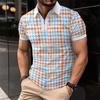 New Men's Casual POLO Shirt Lapel Zip Colour Blocking Business Versatile T-shirt Tops