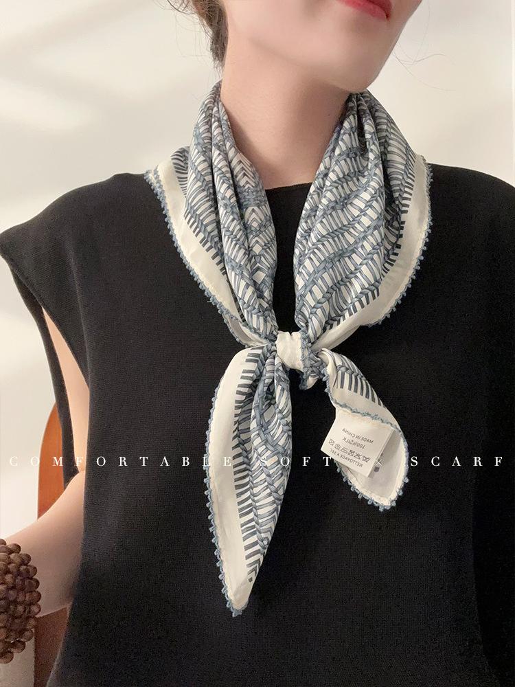 100% mulberry silk scarf women s fashion temperament lace silk double crepe silk scarf summer thin sunscreen silk scarf wear 65