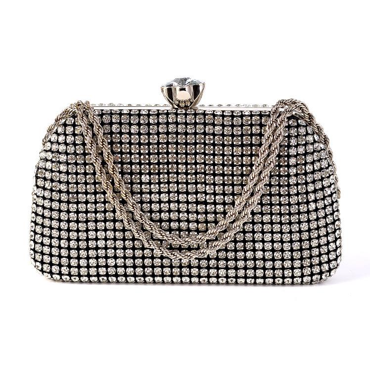 Diamanten Abendtaschen für Damen Silber Gold Luxus Umhängetaschen Hochzeitsparty Bankett Clutch Tasche Einfache Strass Handtaschen
