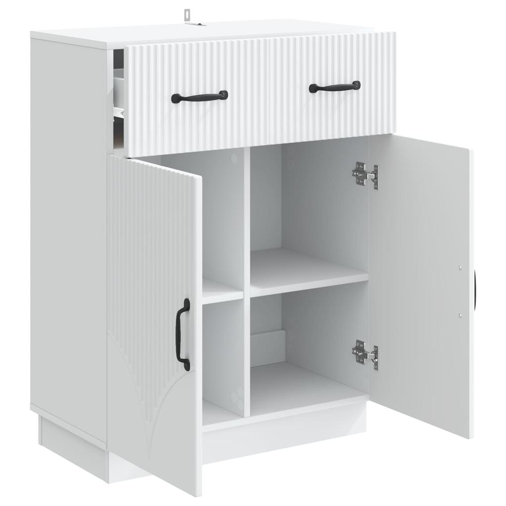 White Sideboard with Drawers 66 X 34.5 X 87 Cm Engineered Wood