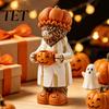 Unique Fall Gifts for Cow Lovers Halloween Highland Figurine, Resin Statue with Pumpkin Mug, Rustic Kitchen Countertop Decor Farmhouse Tabletop